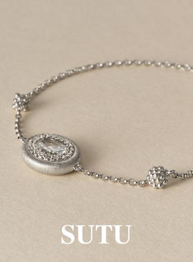 素图女925银锆石法式复古手链