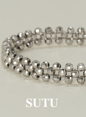 素图爆闪蕾丝珠925银小众手链女