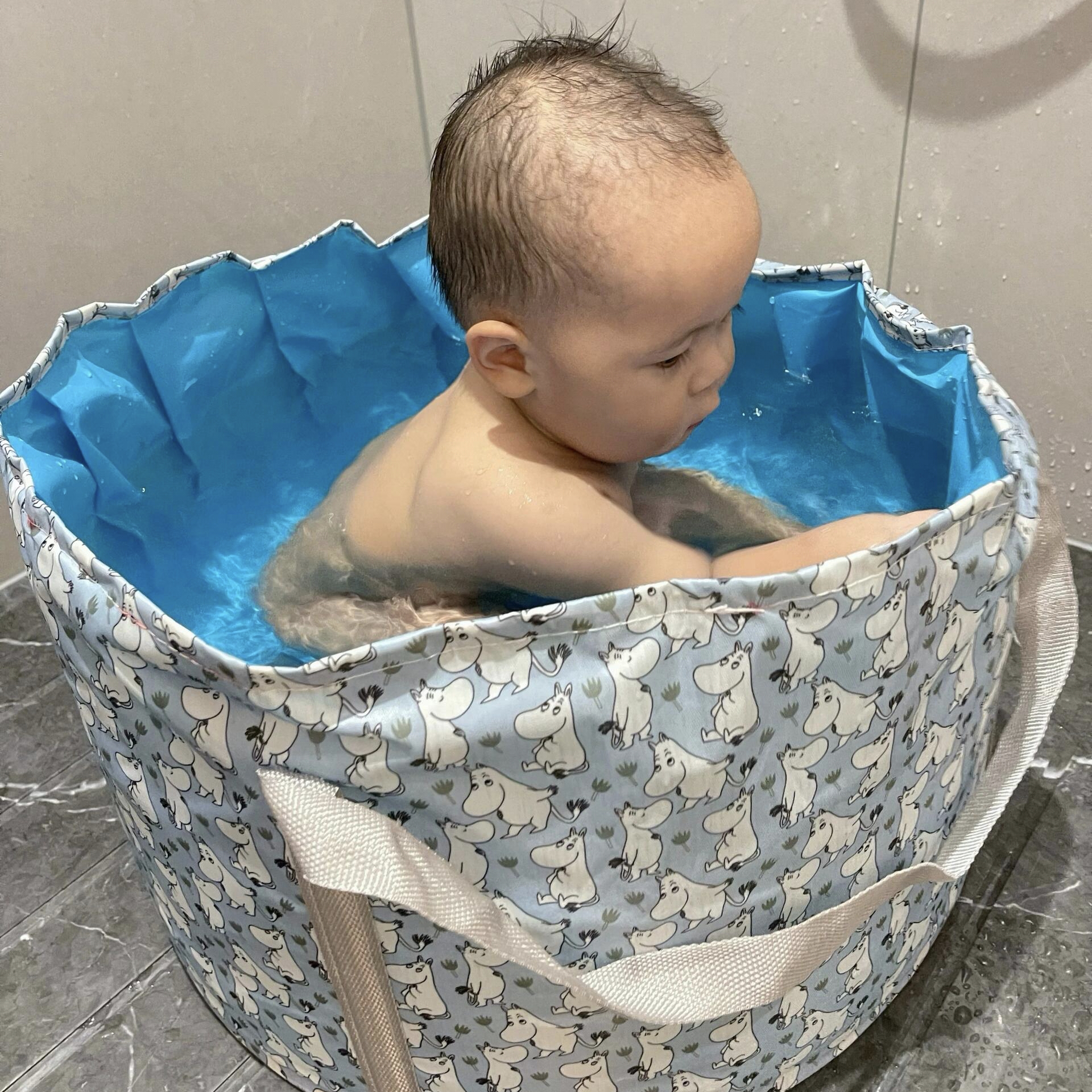 宝宝折叠洗澡盆旅行酒店儿童沐浴桶0-4岁家用户外便携泡澡袋大号 - 图1