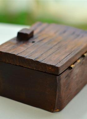 Shimaha泰国手工艺品木雕收纳盒首饰盒桌面饰品实木名片盒方形创