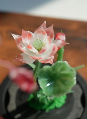 淄博琉璃手作荷花装饰摆件好运莲莲永生花寓意祝福装饰品生日礼物