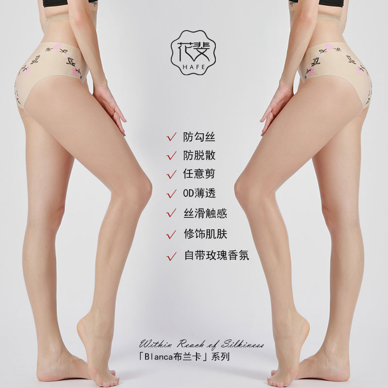 黑丝【布兰卡】天鹅绒防勾丝任意剪0D超薄裸感美肤袜提花黑丝袜 - 图0