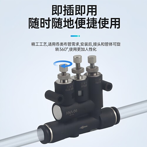 气动气缸外置可调气缓冲接头速度时间调节器控制阀ANA/SA-06/08 - 图0