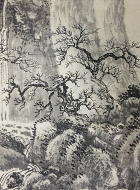王翚观梅图复古山水国画字画真迹