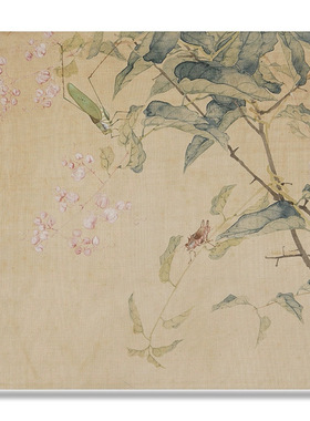 清代居廉花卉草虫四屏国画工笔花