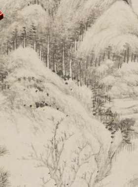 清代黄鼎溪桥林影图传统山水国画