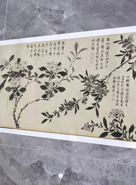 古代名画真迹周之冕百花图卷国画