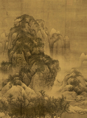 宋范宽雪景寒林图复古字画竖幅挂