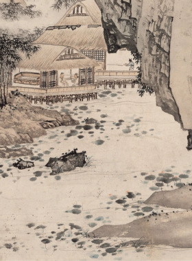陈少梅国画唐人诗意图中式山水书