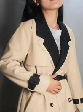 西装翻领假领子帅气领口装饰韩版潮男女学生风衣外套撞色袖袢黑*