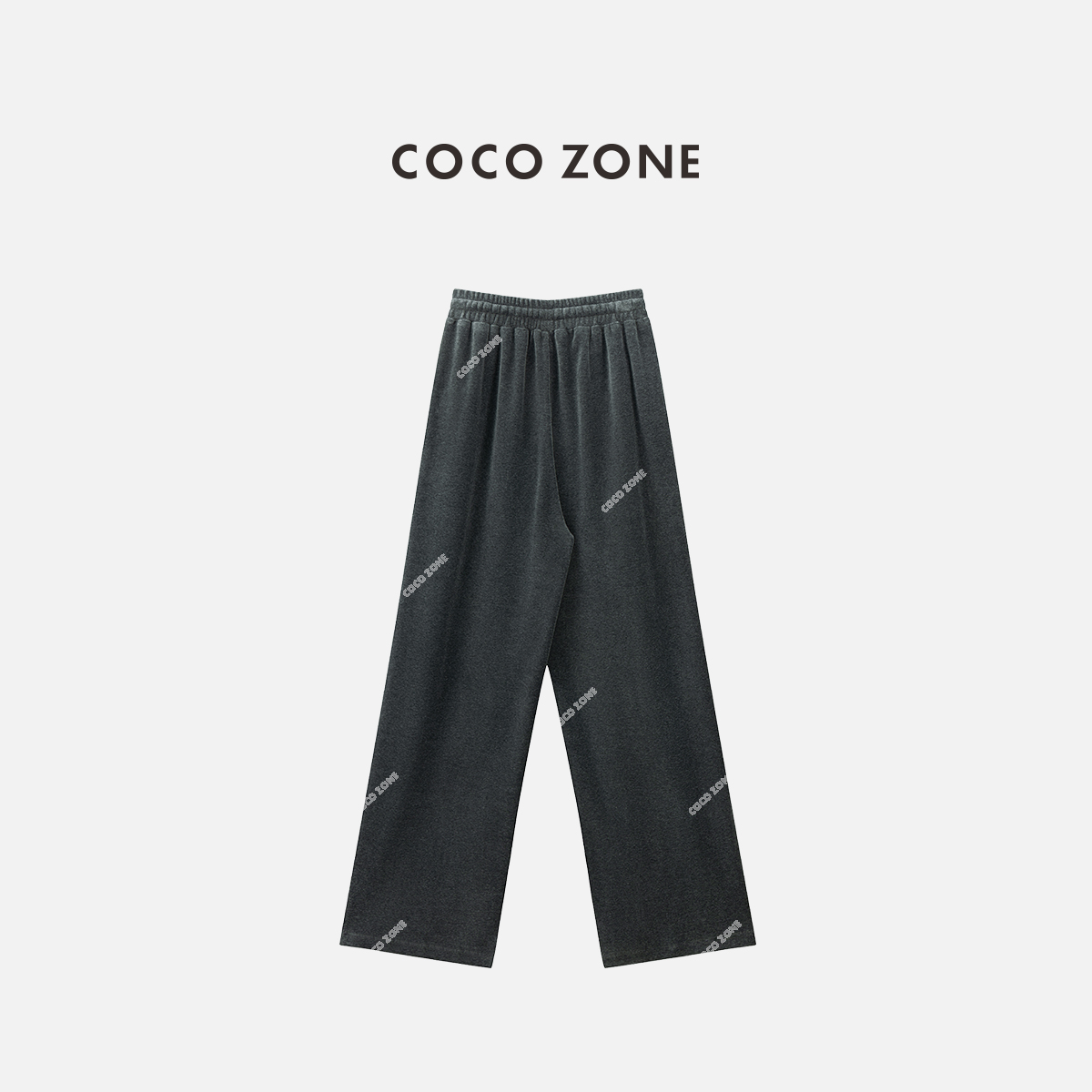 COCO ZONE 刘11 复古松紧腰休闲裤百搭显瘦直筒阔腿裤CC1C1742 - 图0