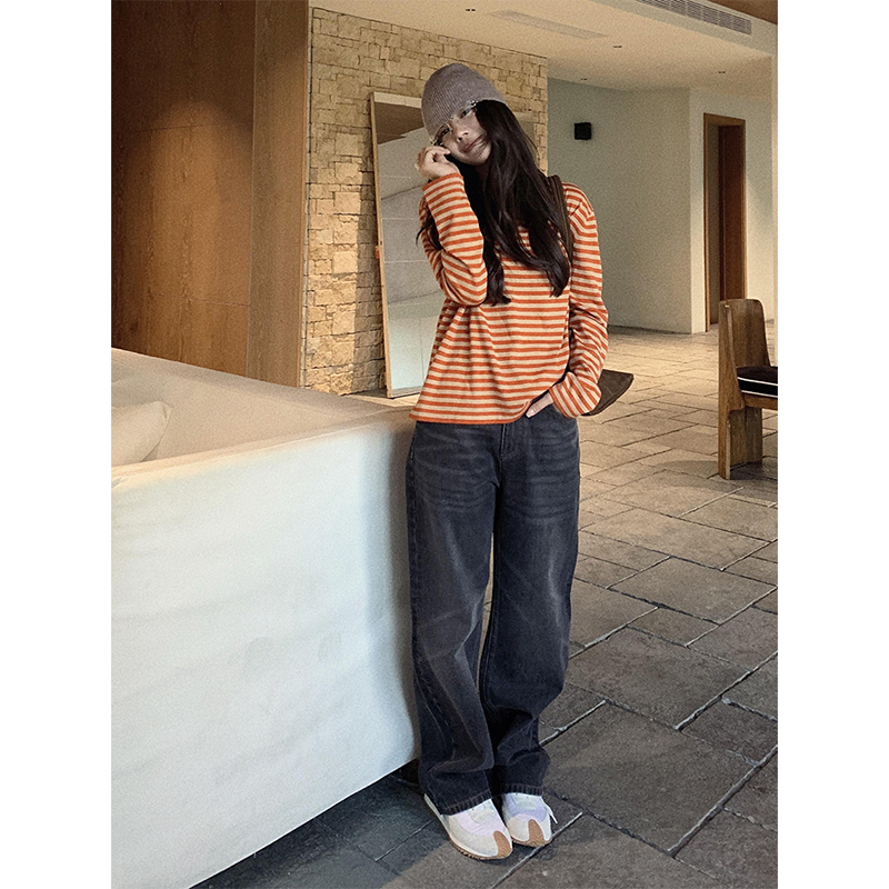 COCO ZONE 刘11【100棉】美式喷马骝直筒牛仔裤 CD1A1352 - 图0