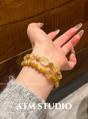 日进斗金！招财黄水晶貔貅虎眼石