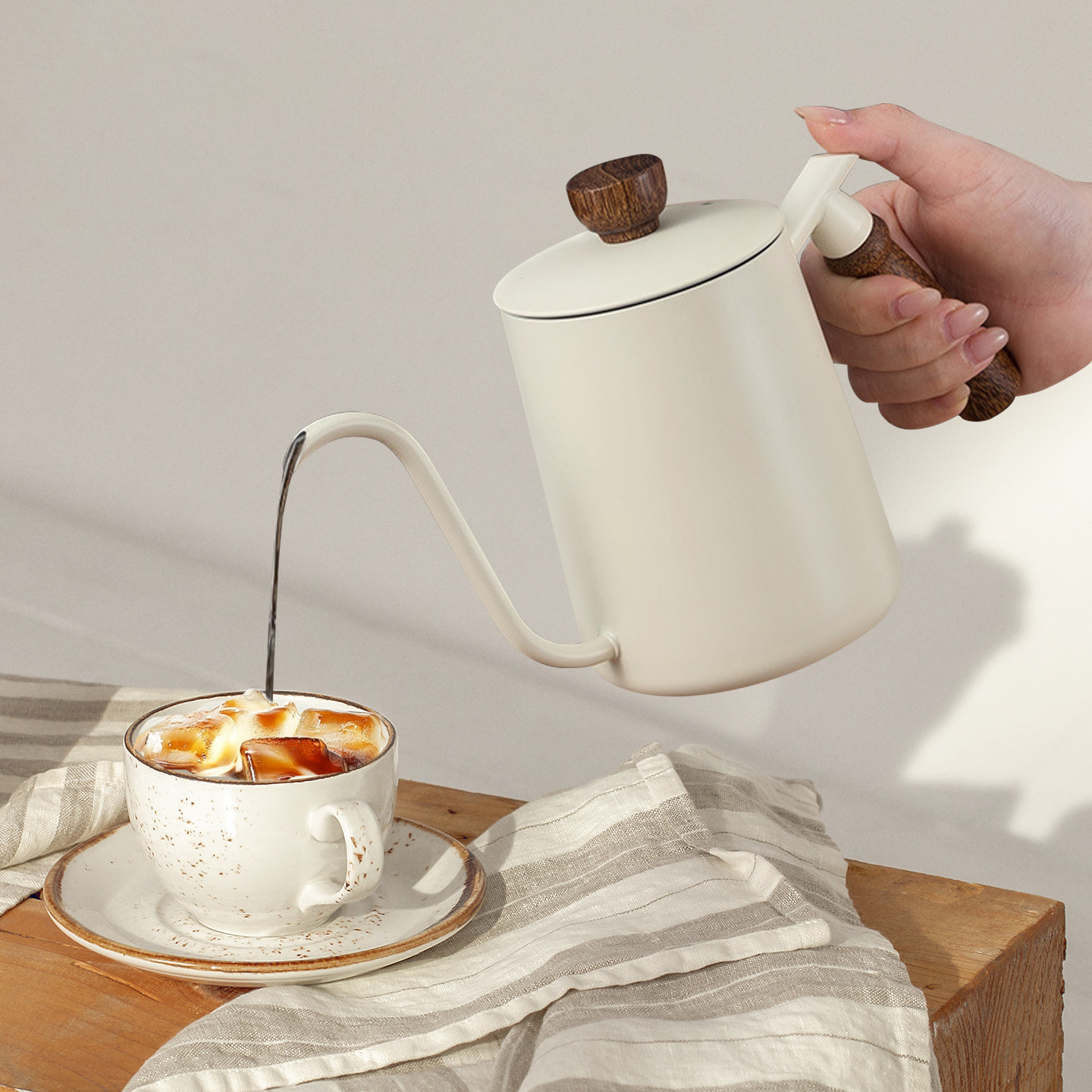 手冲式咖啡壶304不锈钢加厚带刻度细口壶咖啡挂耳长嘴壶露营装备,淘宝优惠券,粉丝福利购,淘宝优惠卷