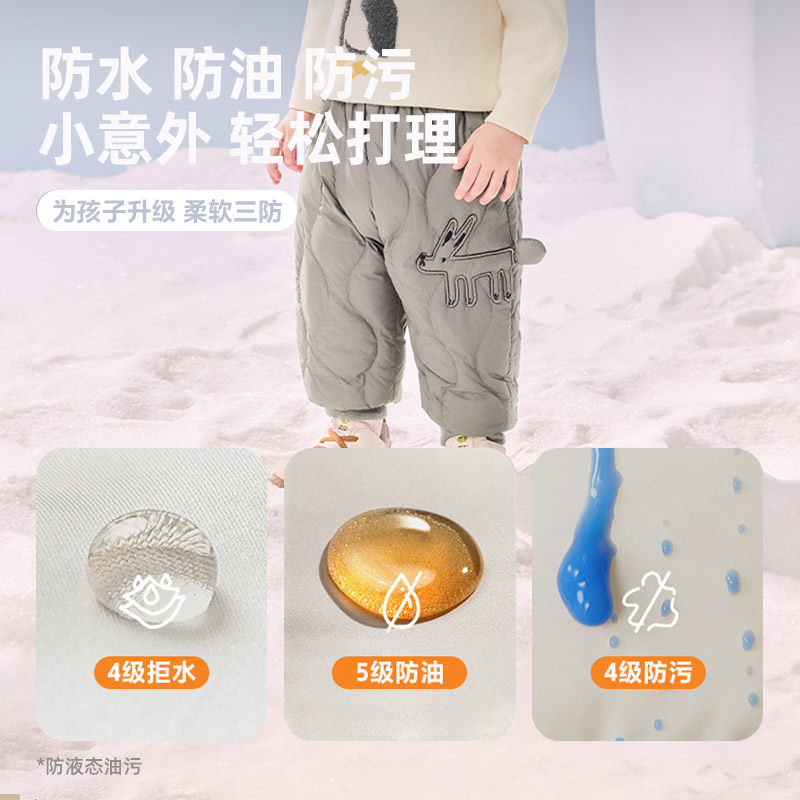 迷你巴拉婴儿三防羽绒裤女童宝宝高腰护肚长裤冬季男童裤子童装小,淘宝优惠券,粉丝福利购,淘宝优惠卷