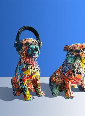 彩色狗潮流摆件家居装饰品酒柜电视柜创意办公室艺术个性轻奢摆设