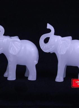 彷白玉大象摆件一对招财吸水象风水工艺品客厅电视柜装饰家居摆设