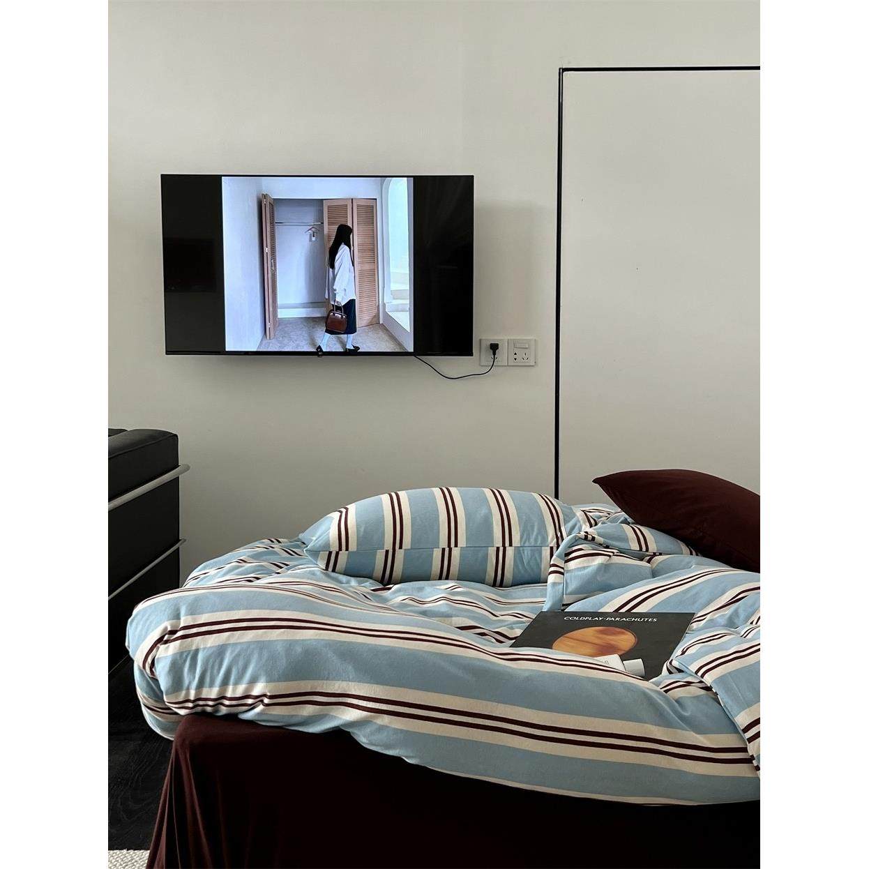 复古撞色条纹全棉针织棉四件套柔软可裸睡天竺棉床单被套双人床品,淘宝优惠券,粉丝福利购,淘宝优惠卷