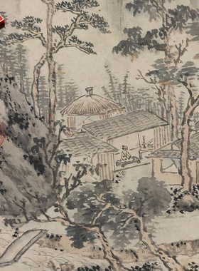 明沈周夜坐图高清微喷仿古画山水