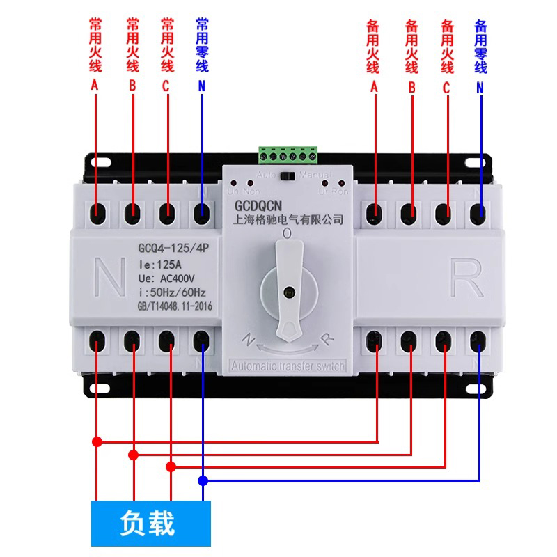 双电源自动转换开关4P 63A 100A 125A三相四线380V手动切换开关 - 图2