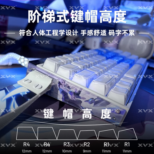 XVX水晶果冻键帽侧刻机械键盘帽PC白色OEM高度wooting ev63客制化 - 图3