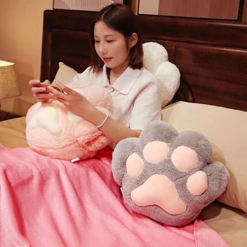 猫爪暖手抱枕被子两用汽车用抱枕毯子二合一午睡枕办公室午休靠枕 - 图1