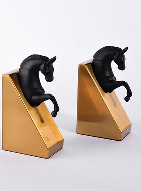 现代轻奢样板房装饰品书档摆件家居书房美式书柜金属书靠摆设