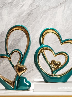 现代轻奢高档创意爱m心摆件家居饰品客厅玄关电视柜酒柜装饰工艺