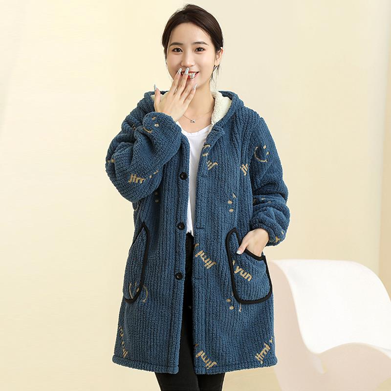 羽绒服罩衣女冬季加绒加厚女士外穿洋气干L活棉罩衣长袖工作服围 - 图3