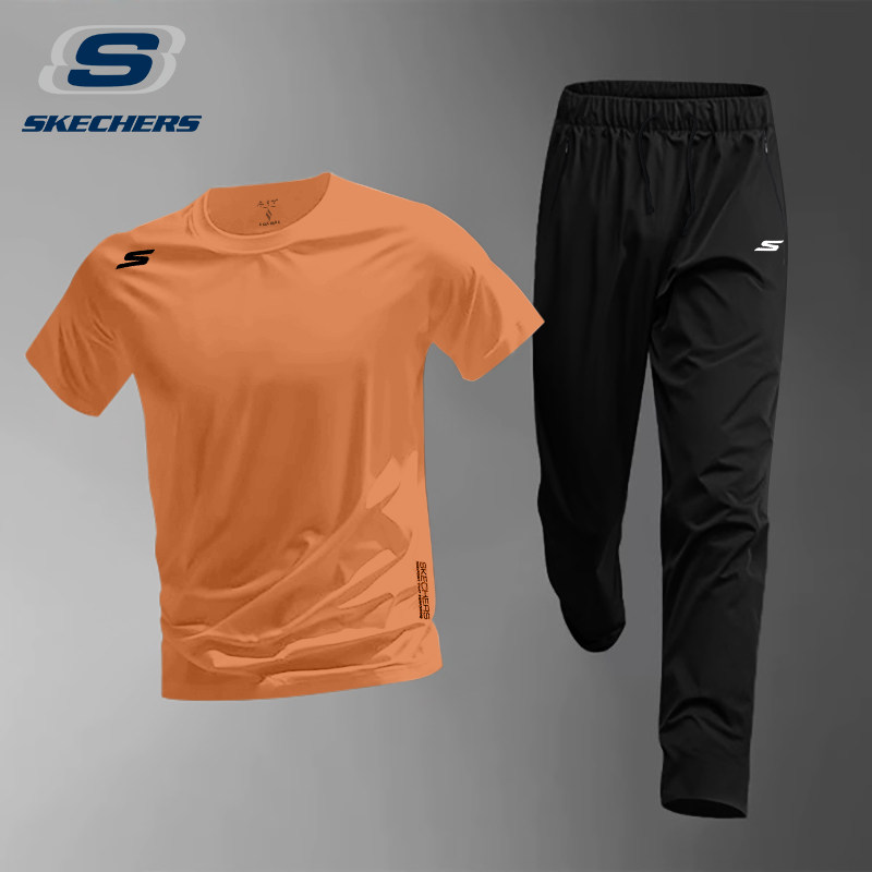 斯凯奇运动套装男士2025新款夏季速干短袖T恤上衣长裤透气两件套,淘宝优惠券,粉丝福利购,淘宝优惠卷