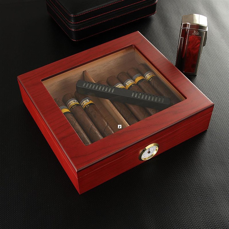 推荐Cedar Wood Cigar Humidor Box Case Humidifier Hygrometer - 图1