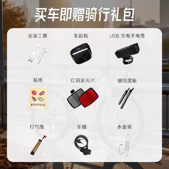 永久自行车成人男女款式变速超轻铝合金直把城市通勤内走线单车