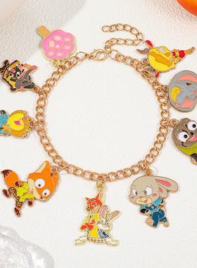 欧美热销卡通动漫可爱魅力时尚合金兔子吊坠疯狂动物城联名手链
