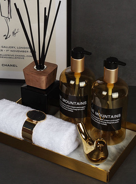 现代样板间软装卫生间香薰毛巾托盘摆件卫浴套装洗漱台装饰品轻奢