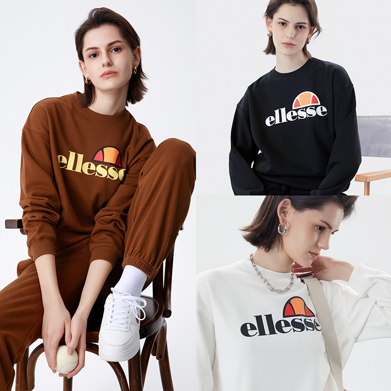 直播秒杀-ellesse小贝壳长袖卫衣女秋冬新款圆领运动休闲套头衫 - 图0