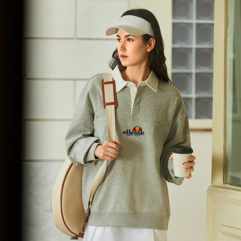 【博主同款】ellesse小贝壳官方情侣卫衣polo领女运动休闲上衣男,淘宝优惠券,粉丝福利购,淘宝优惠卷