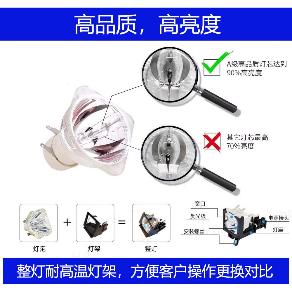 适用松下ET-LAB2 LAB3C PT-LB1V LB3 UX32C UX10 UX11 UX21 X21 X22 X320C UX32C X3000STC投影仪机灯泡 - 图2