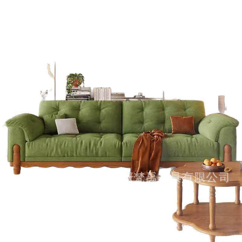 式复古实木云朵沙发灯绒小户型直排油中古PUG风客芯厅蜡法皮高脚,淘宝优惠券,粉丝福利购,淘宝优惠卷