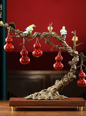 大明铜匠五福铜葫芦摆件客厅招财玄关装饰品乔迁新居礼品开业礼物