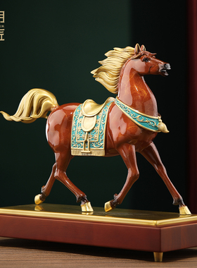 大明铜匠马到成功马摆件领导办公室高档客厅商务公司开业乔迁礼品