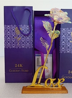 热销金玫瑰 防24K金箔玫瑰花束宾客回礼创意情人节礼物送女友男生