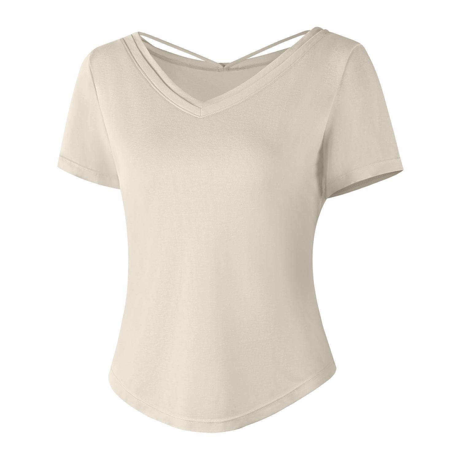 薄款V领运动t恤女2026夏季新品裸感健身短袖宽松透气普拉提瑜伽服,淘宝优惠券,粉丝福利购,淘宝优惠卷