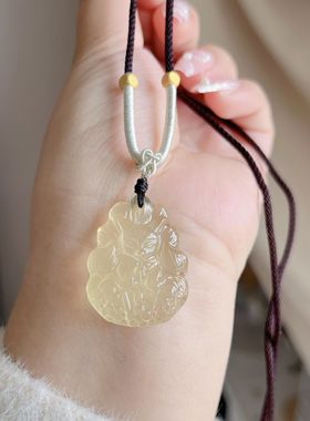 天然粉黄水晶九尾狐狸吊坠简约招桃花百搭小众新中式项链毛衣链