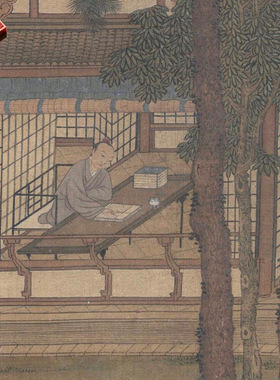南宋刘松年山馆读书图名家国画