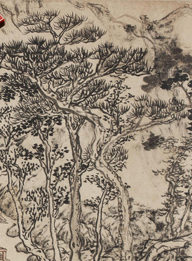 元代王蒙惠麓小隐图名家国画真迹