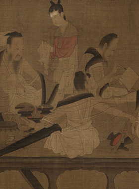 北齐杨子华校书图古代书画人物横