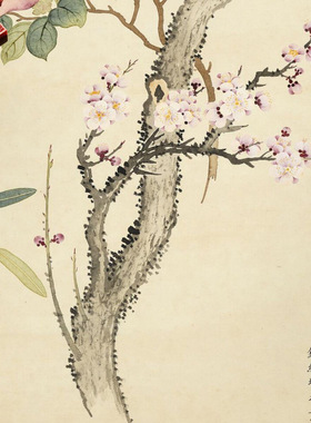 清钱维城梅茶水仙图传统花卉国画