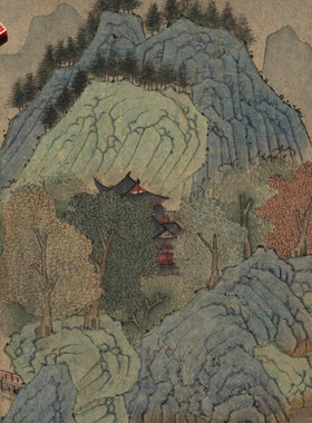 元代钱选幽居图名家国画真迹复制