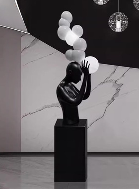 轻奢人物雕塑摆件马头装置艺术品售楼处酒店大堂橱窗落地装饰摆件