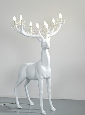 设计师大型雕塑装饰麋鹿造型酒店客厅创意梅花鹿轻奢高级感落地灯